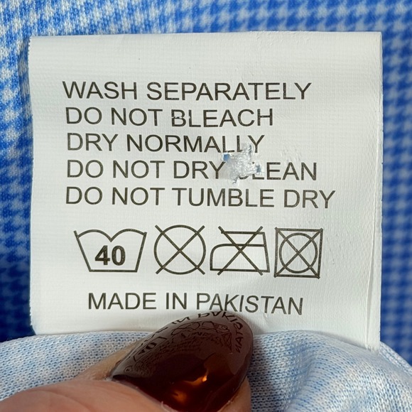 Collars & Co Semi-Spread Collar Polo Men's 3XL Blue Houndstooth Stretch Wicking - Picture 9 of 10